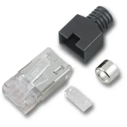 EFB H7515.12-50 RJ45-Stewart Stecker STP, hellgrau, 50 Stück, 4 Elemente, Cat.5e H75151250