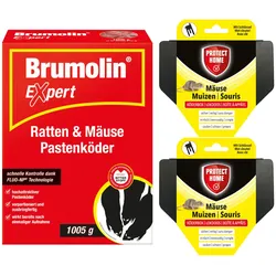 Set zur Mäusebekämpfung - 2x Mäuse Köderstation + Expert Ratten & Mäuse Pastenköder 1005 g
