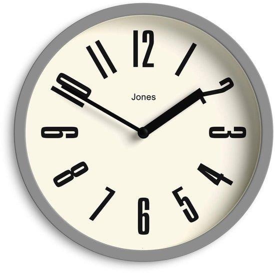 Jones Clocks Hot Tub Wandklok - Retro Ronde Klok - Grijs - Diameter: 20 cm