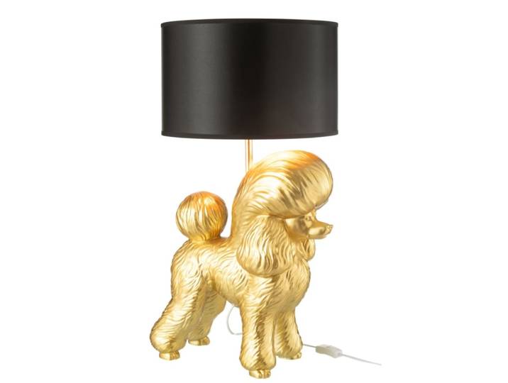 Lampe caniche en polyrésine doré 42x37x74.5 cm