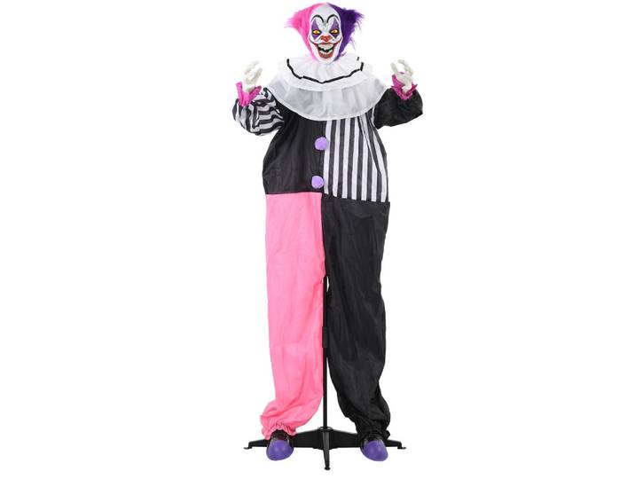 HALLOWEEN Dekoration 173 cm Grusel-Clown mit LED-Lichter, Soundfunktion