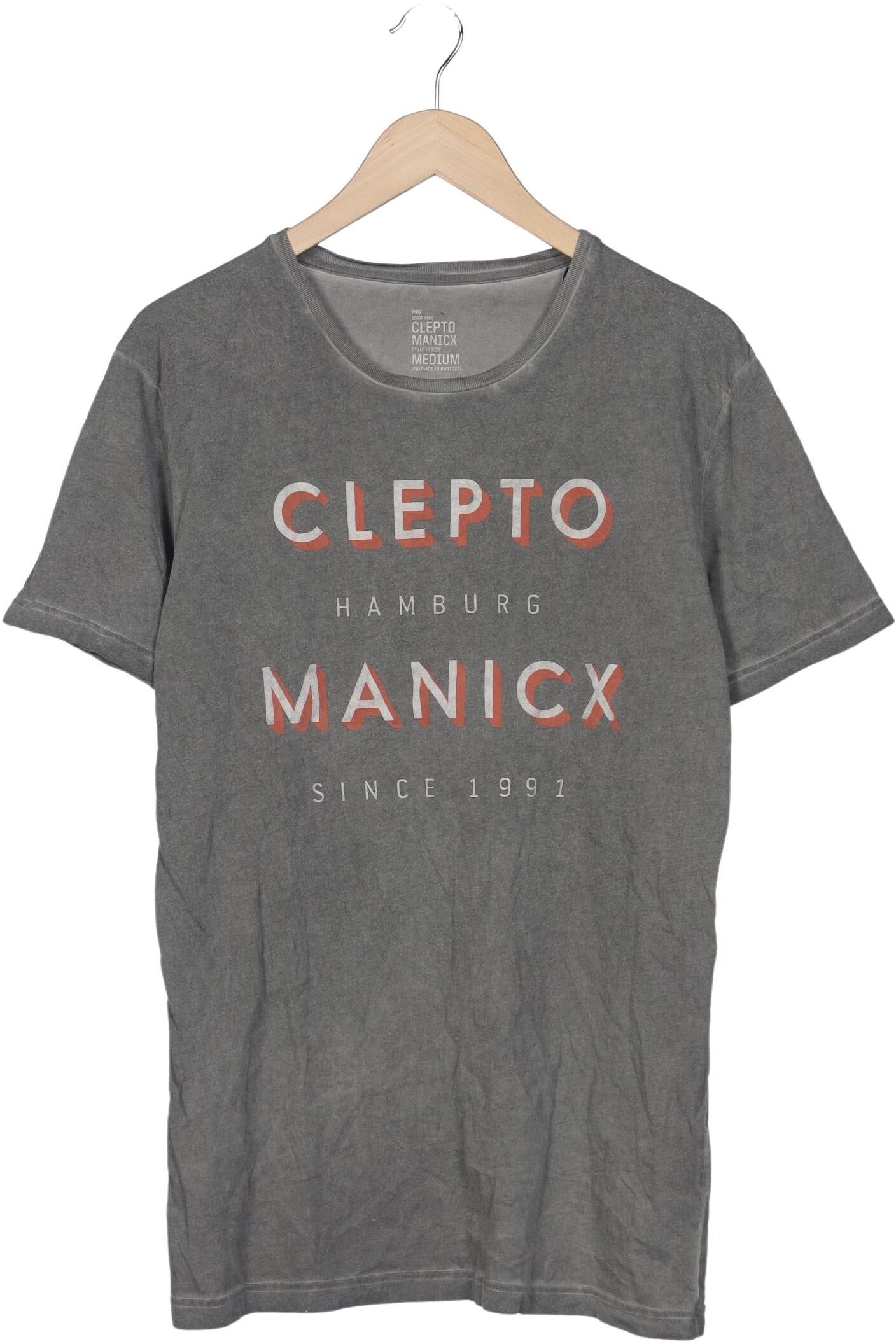 Cleptomanicx Herren T-Shirt, Grau, Gr. M, Baumwolle - Second Hand