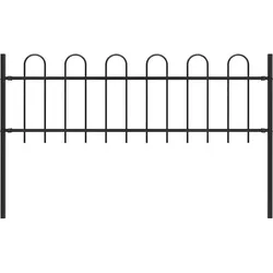 vidaXL Gartenzaun mit Bügel-Design Stahl 1,8 m Schwarz