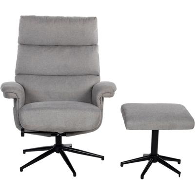 TV-Sessel DUO COLLECTION "Zalea", grau (steingrau), B:87cm H:108cm T:82cm, 100% Polyester, Sessel, mit Hocker und Relaxfunktion, 360 Grad drehbar