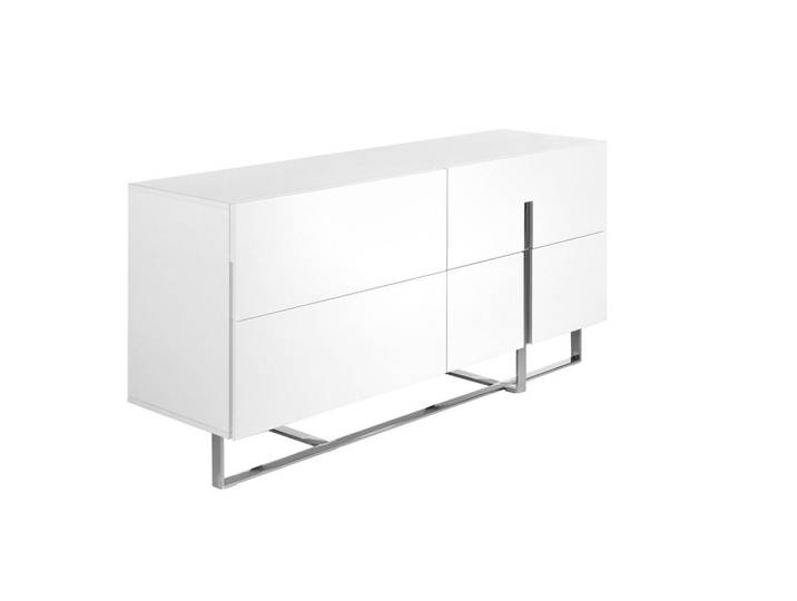Angel Cerda Sideboard Angel Cerdá 3052, Weiss, 4 Schubladen, Weiß, Edelstahlfarben, Metall, Echtholz, Essen/Getränk, Rechteckig,Rechteckig, 160x75x46 cm, Kleinmöbel, Kommoden, Sideboards