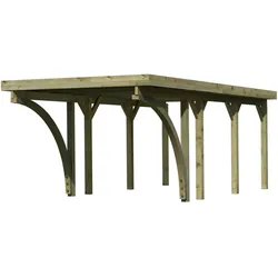 Karibu Carport Einzelcarport Classic Einzel 2 PVC Dach, 2 Rundbögen (Holzcarport) inkl. gratis H-Pfostenanker