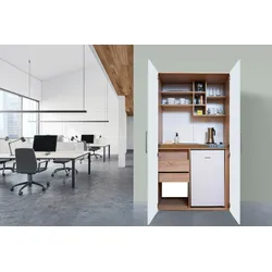 Schrankküche Weiß Kühlschrank + Kochfeld B: ca. 104 cm
