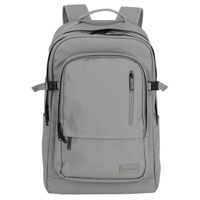 Freizeitrucksack TRAVELITE "BASICS Laptoprucksack", Gr. B/H/T: 33cm x 48cm x 20cm, grau (hellgrau), Polyester, unifarben, Basic, Rucksäcke Freizeitrucksack, aus robuster Plane – ideal für Schule, Arbeit und Reisen