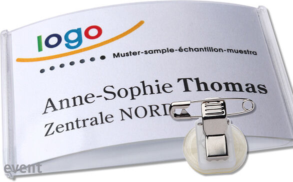 badgetec 10 Unidades - Tarjetas identificativas broche event 85 x 54 mm, plástico, transparente