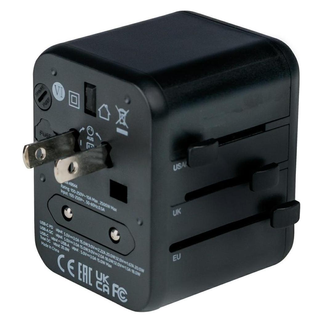 Verbatim Universal Travel Adapter with 1 x USB-C PD 20W / 1 x USB-A QC 3.0 (49544)