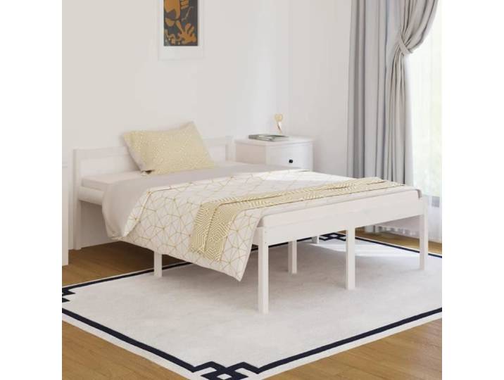 Omabeta Lits accessoires - Cadre de lit Blanc Bois de pin massif 140x190 cm - Meubles haut de gamme - M24537