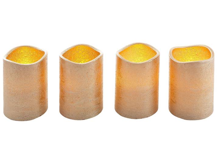 LED-Kerze OTTO HOME Weihnachtsdeko , gold (goldfarben), H:10cm Ø:7,5cm, Echtwachs, Kerzen, LED-Kerze