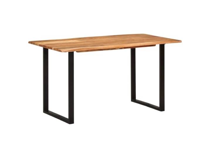 LKJephalotrope Esstisch 140x70 cm Akazie Massivholz Küchentisch Rustikal Unikate Baumkante aus massivem Akazienholz mit schwarzem Stahlgestell für Esszimmer und Küche im Industrie-Design.