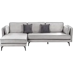 3-SITZER-ECKSOFA Samtstoff Hellgrau Altan