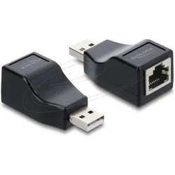 Delock Adapter USB 2.0 Typ-A Stecker zu Seriell RS-232 RJ45 (USB 2.0), Netzwerk Adapter, Schwarz