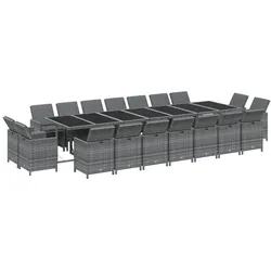 Helloshop26 - 19-teilige Garten-Essgruppe mit Kissen graues Rattan 02_0014428