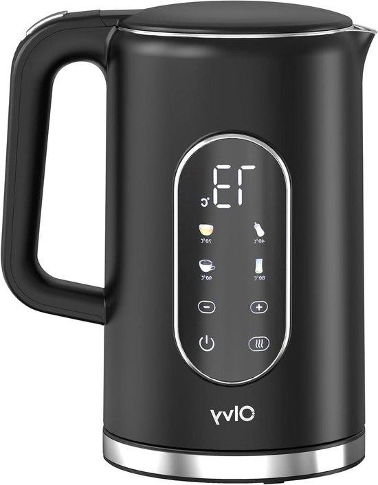 Olvy Elektrische Waterkoker met Temperatuurregeling en Warmhoudfunctie, 1.7 Liter, Zwart