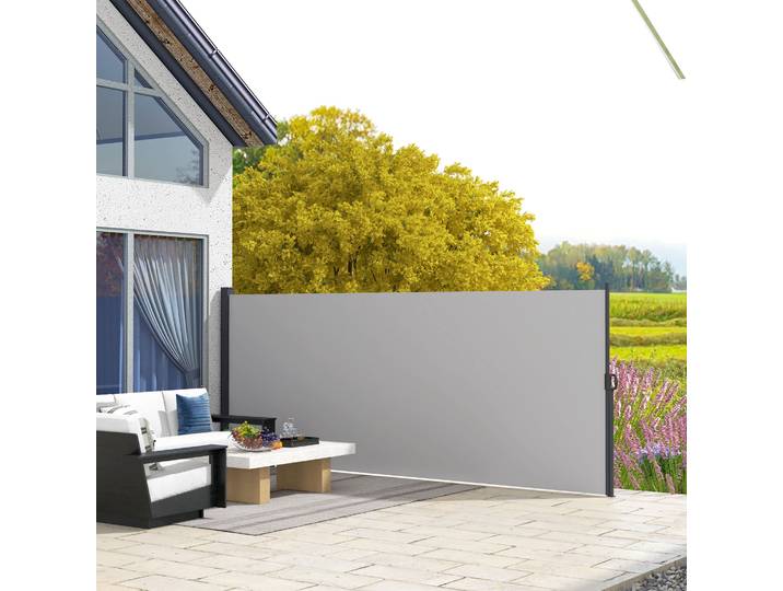 Outsunny Brise-Vue Rétractable 4x1.8m Gris Anti-UV
