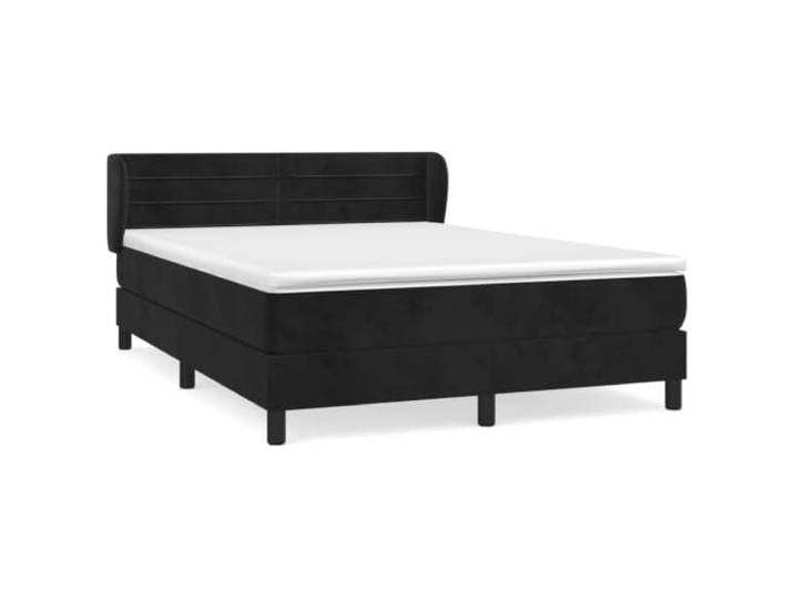 PUGYNBK Boxspringbett aus schwarzem Samt, 140 x 200 cm, mit Matratze Verstellbares Kopfteil, Taschenfederkerne, mittlere Festigkeit, weicher Schutz, inklusive Anleitung (evtl. nicht in deutscher