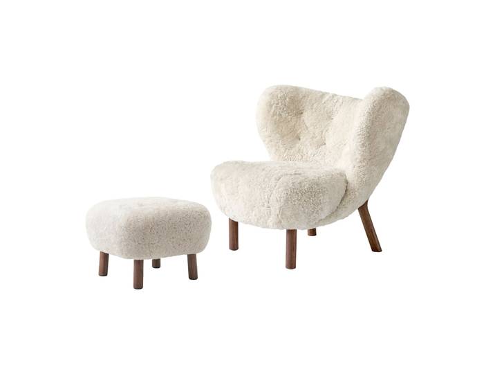 &Tradition Little Petra VB1 Fauteuil inkl. Fußhocker ATD1 Walnussholz geölt- Moonlight