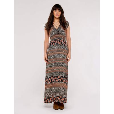 Maxikleid APRICOT "Sommerliches Maxikleid", Damen, Gr. S (36), N-Gr, schwarz, Obermaterial: 100% Viskose CV., gemustert, Kleider Maxikleid, mit gesmokter Taille