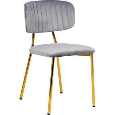 Esszimmerstuhl KAYOOM "Stuhl Kian 125 2er-Set,filigranes Metallgestell,pflegeleicht Samtbezug", grau, B:51cm H:80cm T:47cm, Polyester, Stühle, Esszimmerstuhl, samtweicher Bezug, pflegeleichter Samtbezug