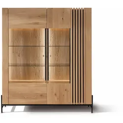 Massivholz »Ascona« Highboard Metallfüße / mit Beleuchtung