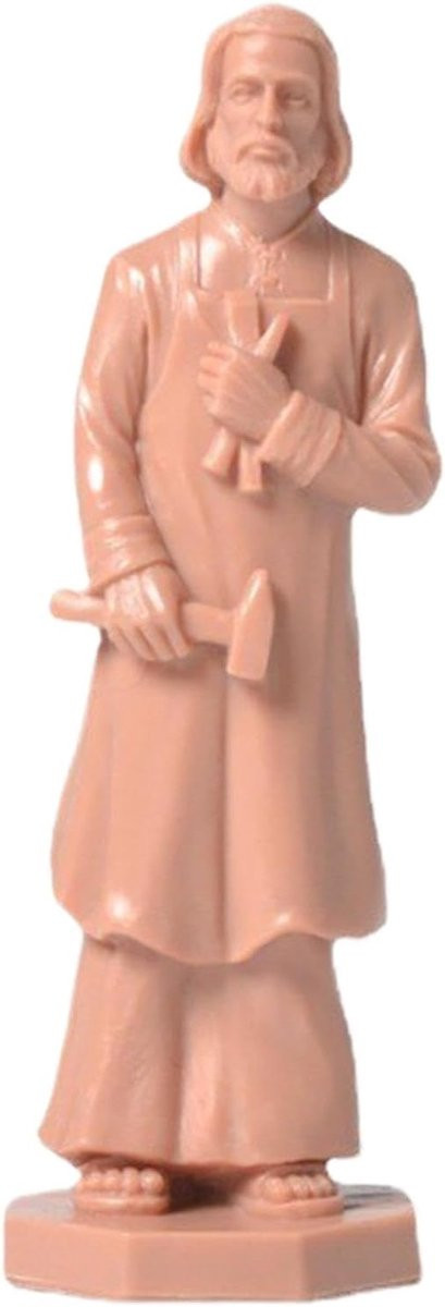 Sint Jozef Beeldje - Hars Figuur voor Huisdecoratie - Houtkleur - 95 x 3 cm