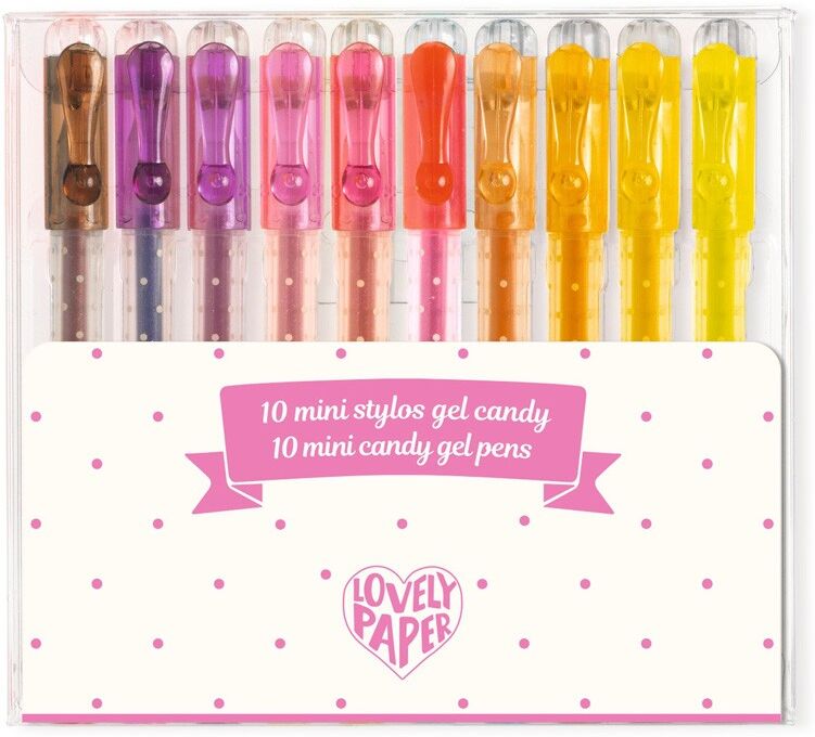 10 Mini Stylos Gel Candy Lovely Paper - Djeco