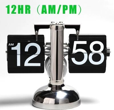 Uplift Picks Modern Retro Flip Table Clock With Automatic Page Turning black Silver (24h)