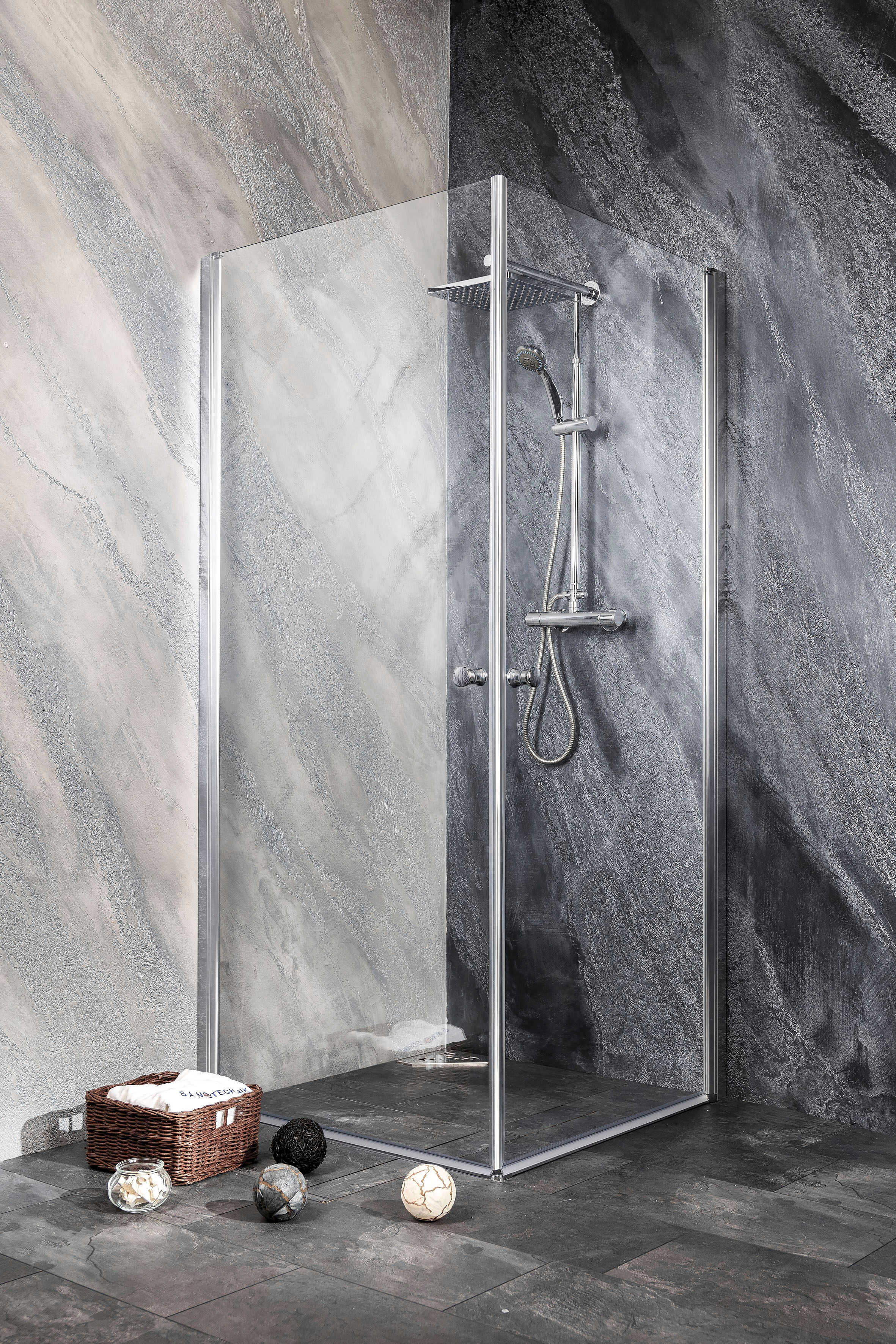 Dusch-Schwingtür SANOTECHNIK "Sanoflex Brava", grau (chromfarben), H:195cm, Duschtüren, Dusch-Schwingtür
