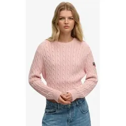 Superdry für Damen. W6110610A Oversize-Pullover mit Zopfmuster rosa (XS), Lässig, Baumwolle, Langarm
