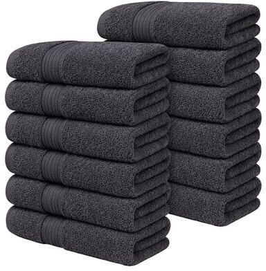 Ample Decor Luxurious Cotton Highly Absorbent Hand Towels 18x28 Inch, 12 PCS