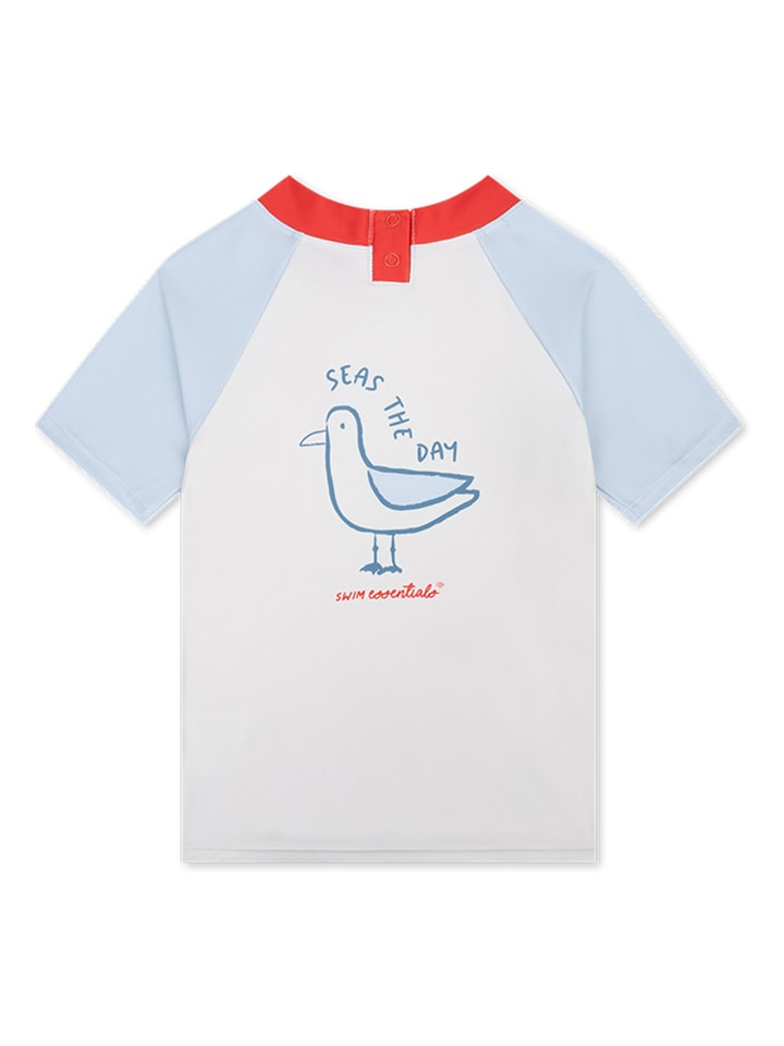 Swim Essentials Badeshirt "Seas The Day" in Weiß/ Hellblau - 98/104