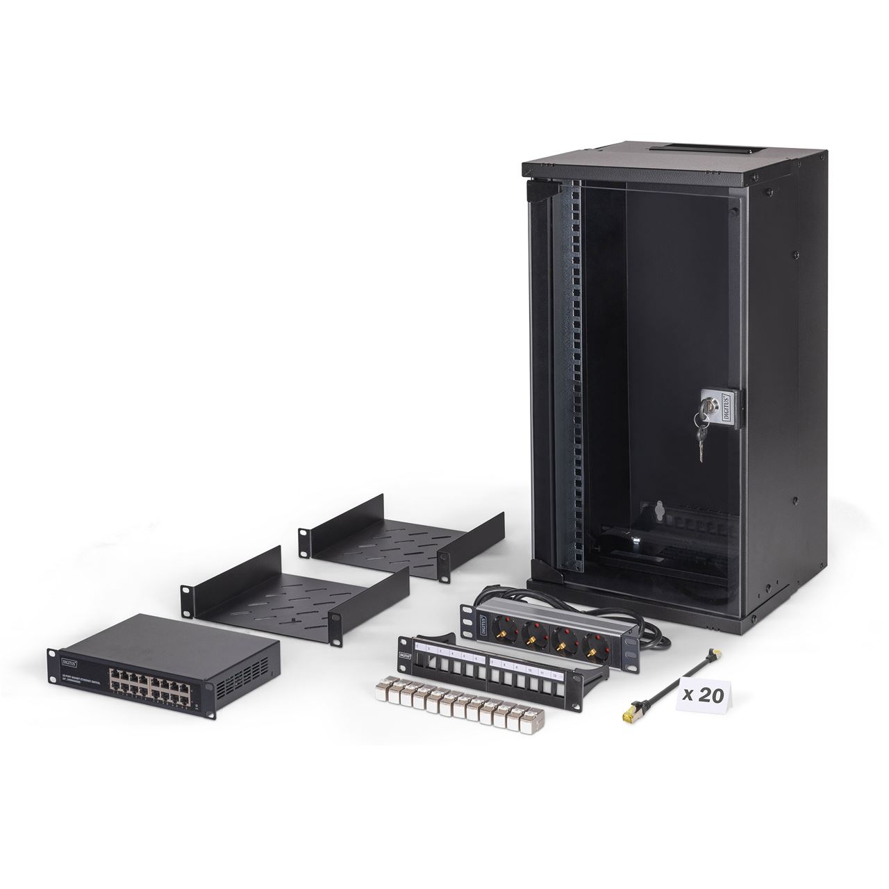 Digitus Netzwerk-Set 254 mm (10") - 12HE, 315x300 mm (BxT)sw