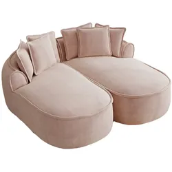 Merax Chenille Cloud Sofa 2-Sitzer, modulares Doppelsofa ohne Rahmen, mit extra großer Doppel-Chaiselongue, inkl. Kissen, Rosa