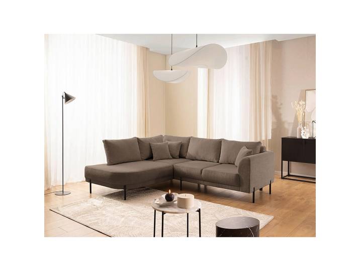 Livetastic Ecksofa Mauris, Taupe, Metall, Kunststoff, 4-Sitzer, Füllung: Komfortschaum, Silikon,Komfortschaum, Silikon, L-Form, links montierbar, 233x200 cm, Armteil rechts, Wohnzimmer, Sofas & Couches, Wohnlandschaften, Ecksofas