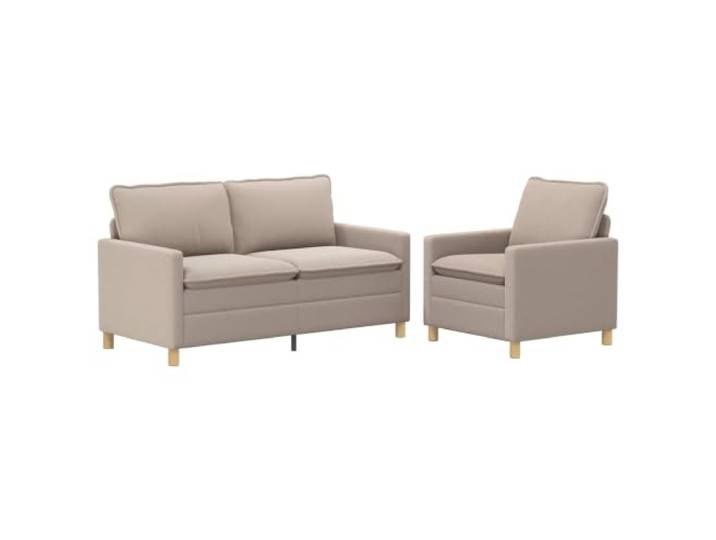 PUGYNBK Sofa-Set, 2-teilig, hellgrau, Schaf-Stoff mit Metallrahmen Weich gepolstert, abnehmbare Kissen, stabile Struktur, braune Beine, Innenbereich, modernes Wohnzimmer