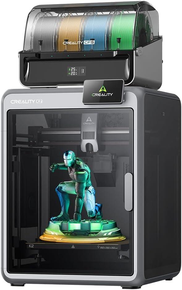 Creality K2 Combo 3D-Drucker, 260×260×260 mm Bauvolumen, Multicolor-Druck mit bis zu 16 Farben, beheizter Druckraum, Dual-AI-Kameras
