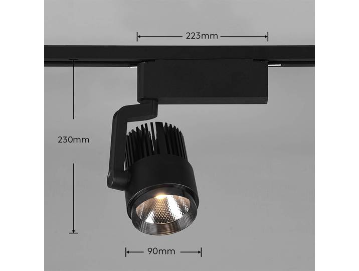 Trio Lighting LED-Schienenspot Radiator für DUOline, schwarz matt, CCT Radiator, dimmbar, schwarz, für Wohn- / Esszimmer, Metall, Modern, Schienensysteme