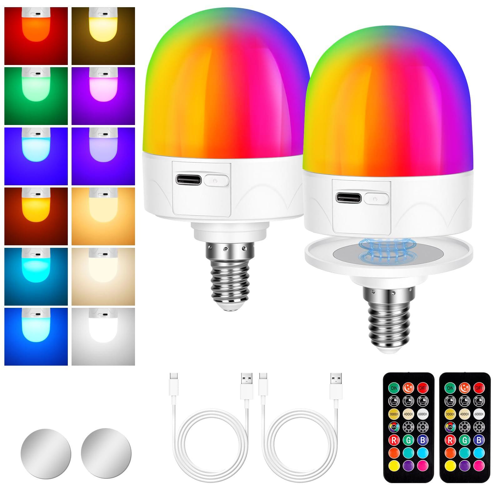 Selius E14 USB-C Oplaadbare Gloeilamp met Afstandsbediening, 3W, 9 RGB kleuren