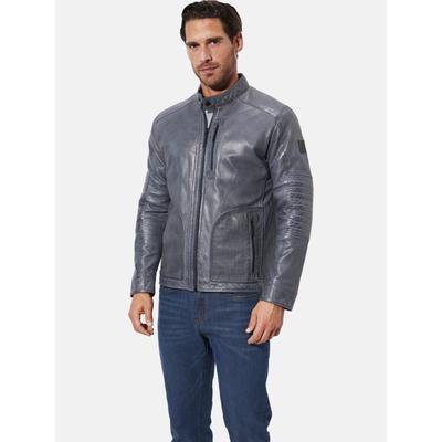 Lederjacke BABISTA "Lederjacke RALMIR", Herren, Gr. 62, blau (blau grau), Obermaterial: 100% Lederfaserstoff LEAFIBTEX., Jacken