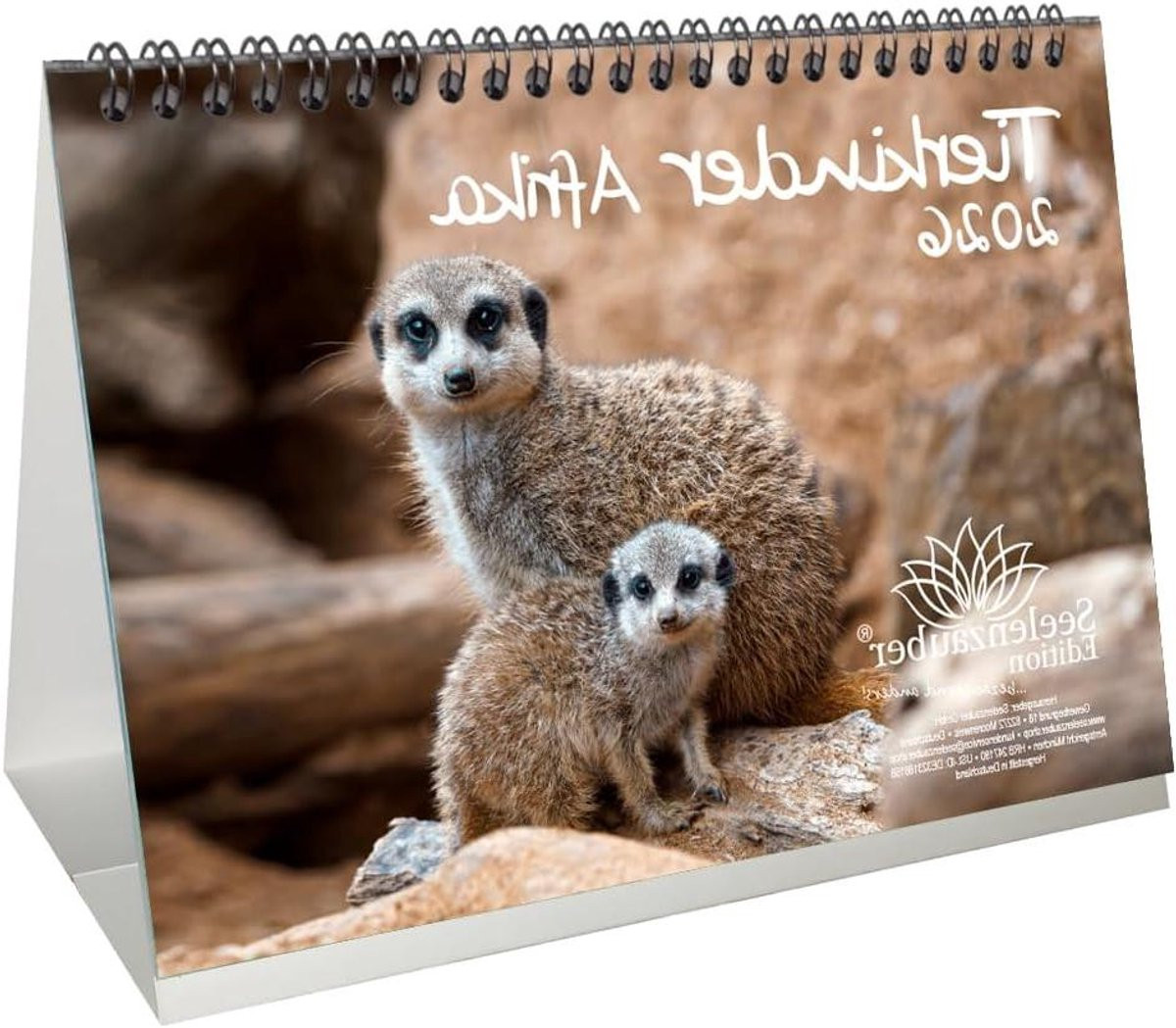 Tafelkalender 2026 Animal Children Africa DIN A5 met kersthanger en wenshanger, 3-delige set