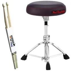Pearl D-1500SP Roadster Drum Hocker mit Drumsticks, Schlagzeug Zubehör, Weiss