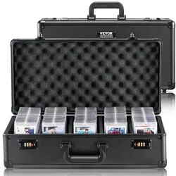 VEVOR Aufbewahrungsbox, 5 Fächer, Tragetasche für Sammelkarten mit Schaumstoffteilern, Codeschloss, 162 bewertete PSA-Karten, 115 BGS-Karten, 130 SGC-Karten, 585 Top Loader, 999+ lose Karten