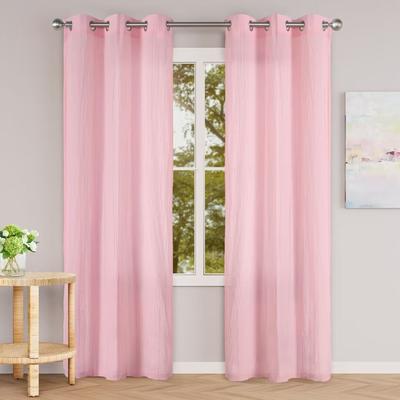 Awesome Home Cotton Blend Broomstick Crush Grommet Curtain Pair