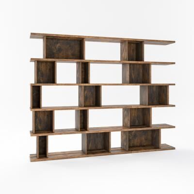 DAVEE FURNITURE "Davee 93"" W x 72"" H Adjustable Antique Rustic Wood Bookcase - 72"" H x 93"" W x 12.6"" D"