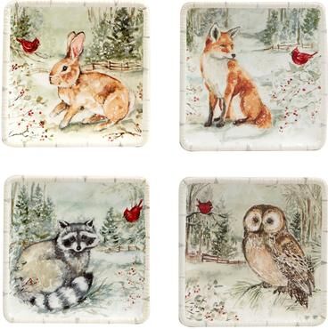 "Certified International Winter's Walk 6"" Canape/Luncheon Plates, Set of 4"