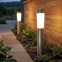 Solarleuchte Edelstahl Außenlampe Erdspieß Solar Stecklampe Gartenleuchte, LED 0,06W, DxH 7,5x56 cm, 2er Set