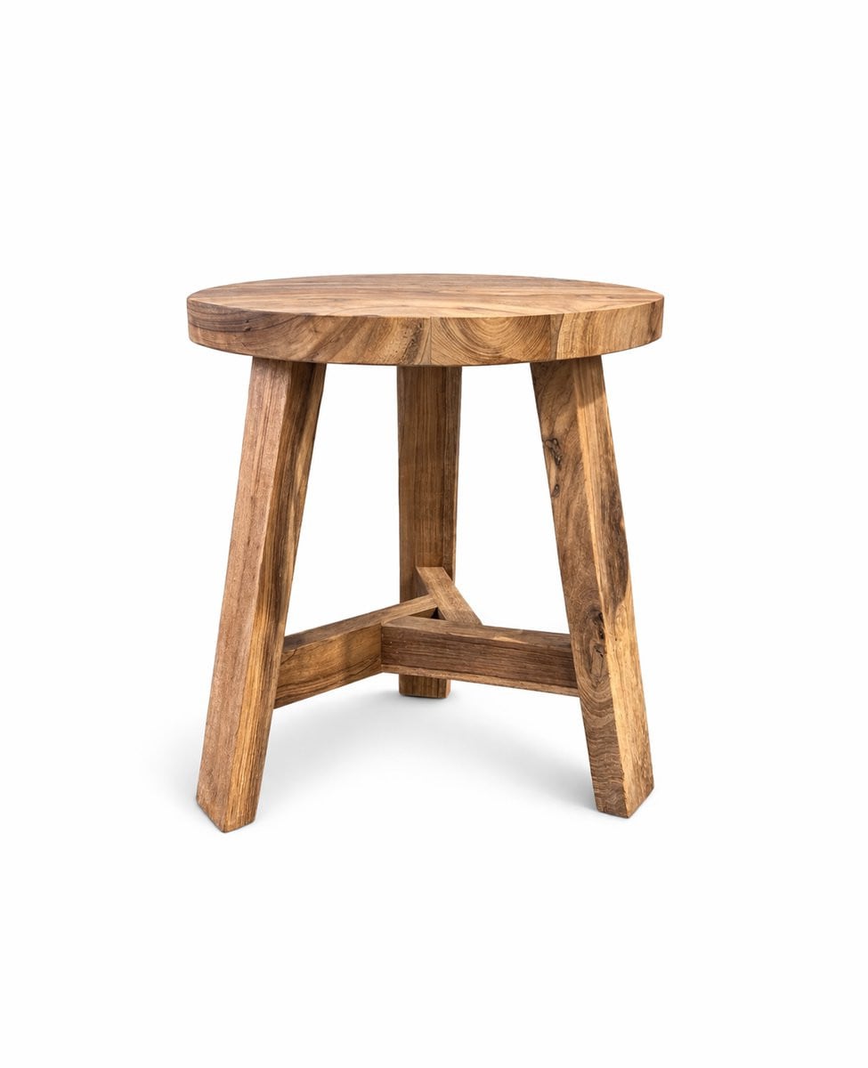 TeakOne Ronde kruk / bijzetstoel - Teak - Lichtbruin